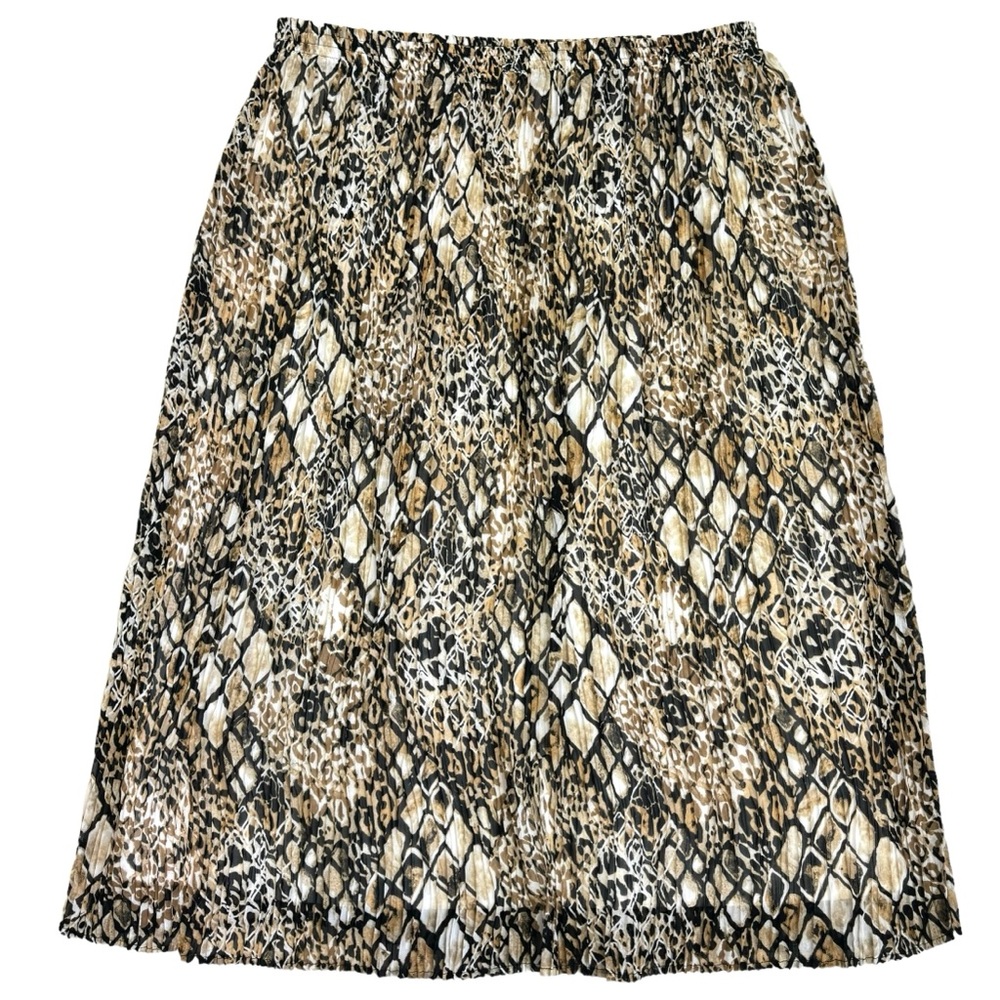 Alfred Dunner Animal Print Pleated Pull On Midi Skirt Size 18 Elastic Waist